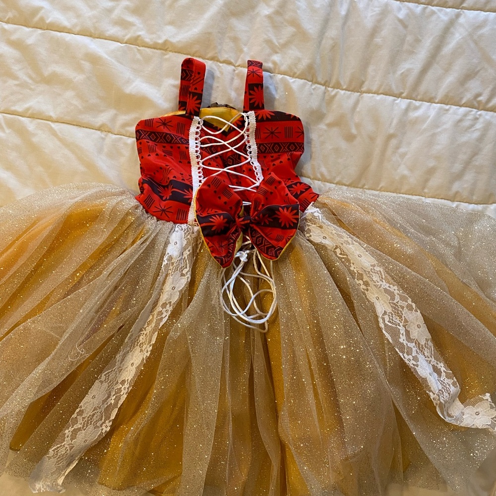 Charming Red and Gold Kids Moana Costume - Picture 6 of 7